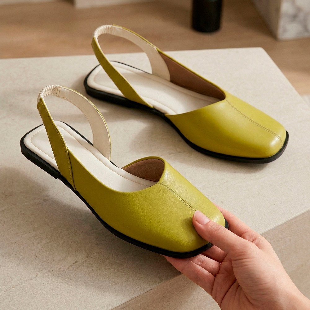 Sapatilha Feminina Slingback Siena Macerata Bico Quadrado Elegante Confortável Têndencia Ref: R-150