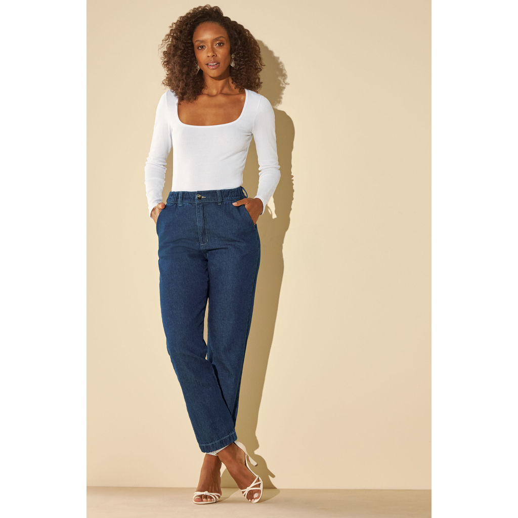 Calça Jeans Feminina Slouchy Marialícia Azul em Oferta na Shopee