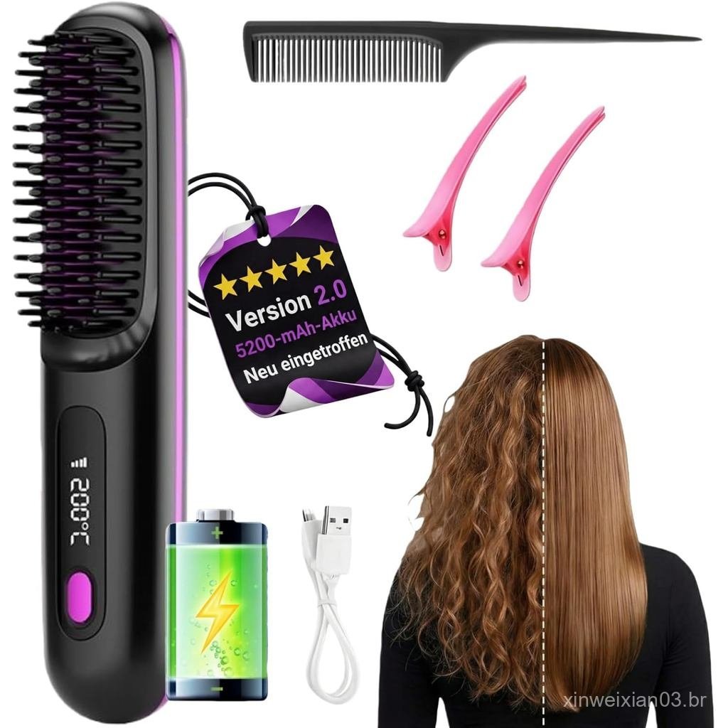 Clinora 2.0 A Primeira Escova de Estilização Inteligente para Cabelos Curtos, Escova de Estilização Sem Fio com 5200 mAh