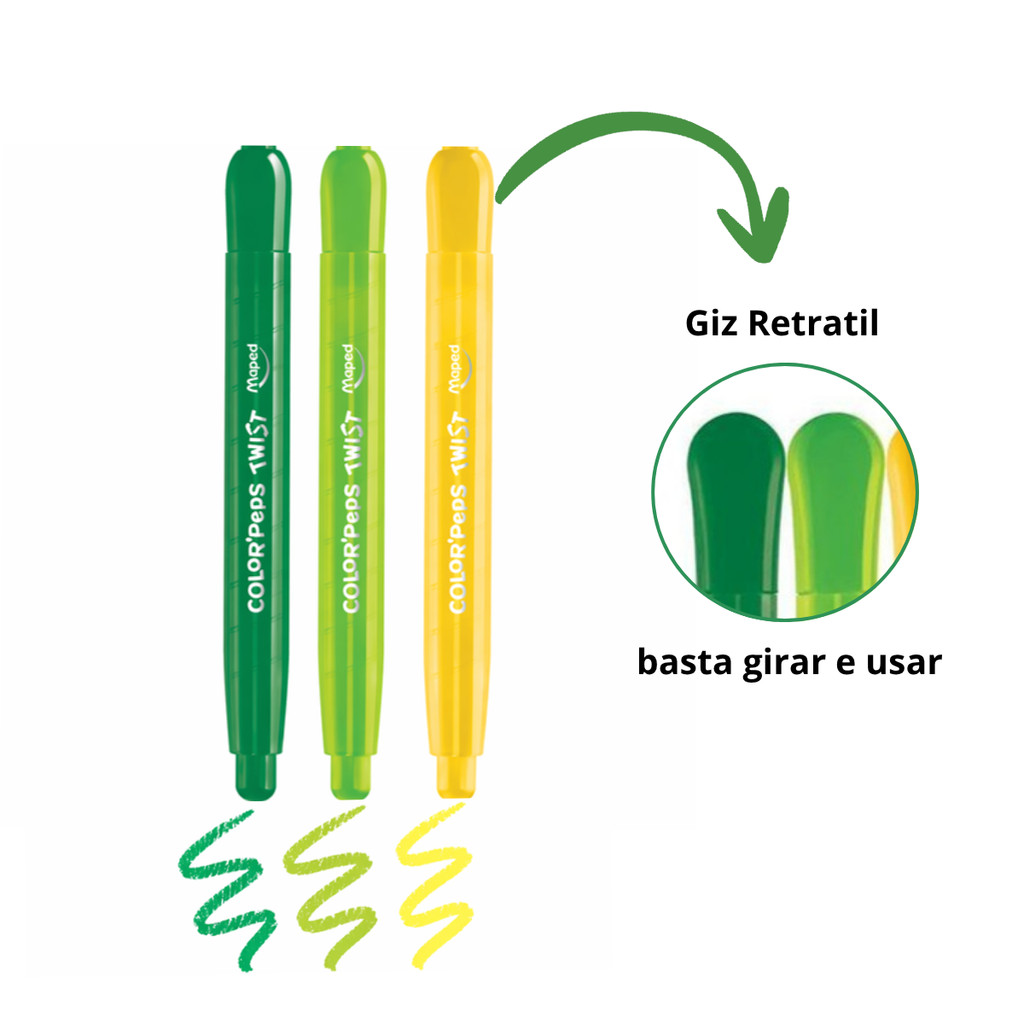 Giz de Cera Retratil Color'Peps Twist 12 Cores - MAPED