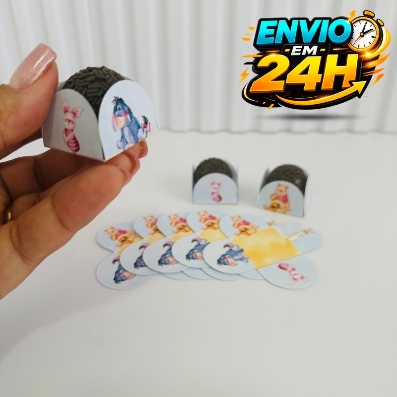Forminha de Doces Ursinho Pooh Personalizados /Lembrancinha de Festa /Aniversário