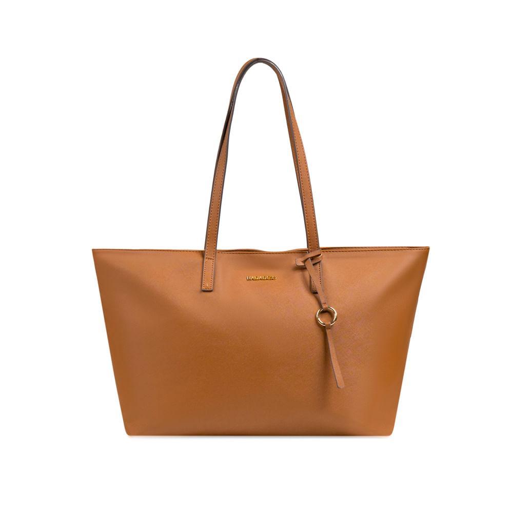 Bolsa de Ombro Feminina Média Alça Alongada Tote New Saffiano Caramelo