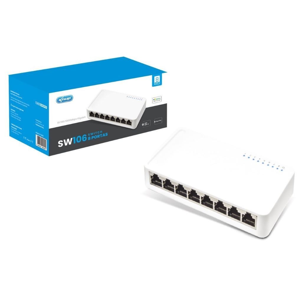 Switch 8 Portas Rj45 Gigabit Rede 10/100/1000mbps Hub Bivolt
