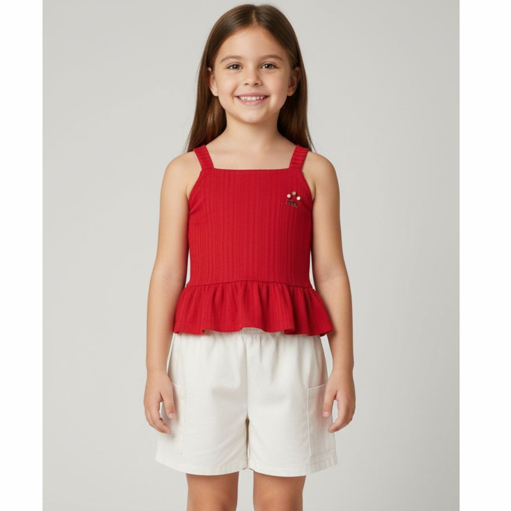 CONJUNTO REGATINHA INFANTIL MENINA MARLAN DELICADO MACIO VERÃO CAIMENTO LEVE PROMOÇÃO SHORTINHO