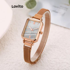 Lovito Elegante Relógio De Quartzo Simples E Básico De Quartzo Para Mulheres L69AD054