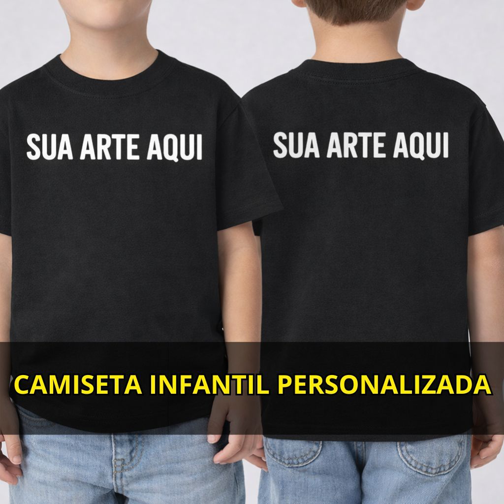 Camiseta Infantil Personalizada Blusa Unissex Algodão Para Logo Desenho Festa Lembrancinha Frase Arte Frente E Costas em Oferta na Shopee