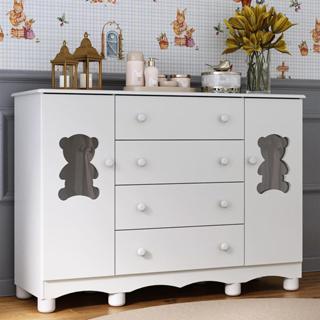 Cômoda Infantil 125cm 2 Portas com Vidro e 4 Gavetas Ternura Multimóveis MP4480 em Oferta na Shopee