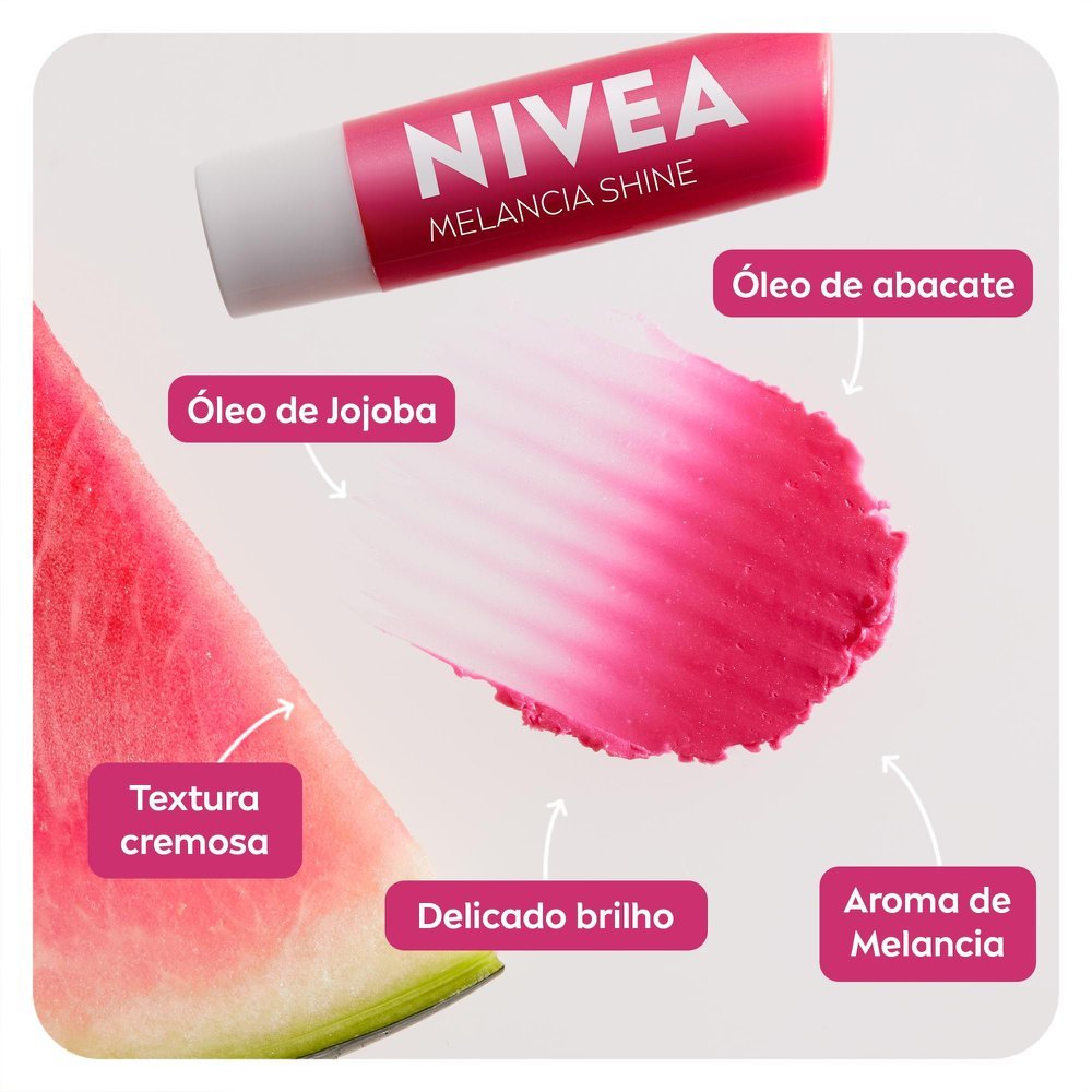 Detalhes do Hidratante Labial Nivea Melancia Shine 4,8g