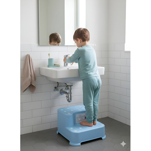 Escada Banquinho Suporte Antiderrapante 2 Em 1 P/criança Azul-claro 