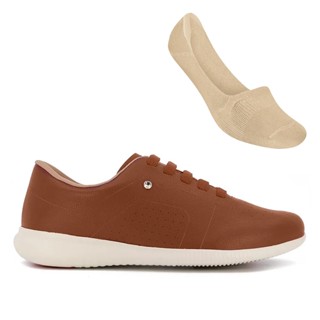 Tênis Usaflex Feminino Em Couro Detalhe Laser AF0622 + Meia Selene Sapatilha Invisível em Oferta na Shopee