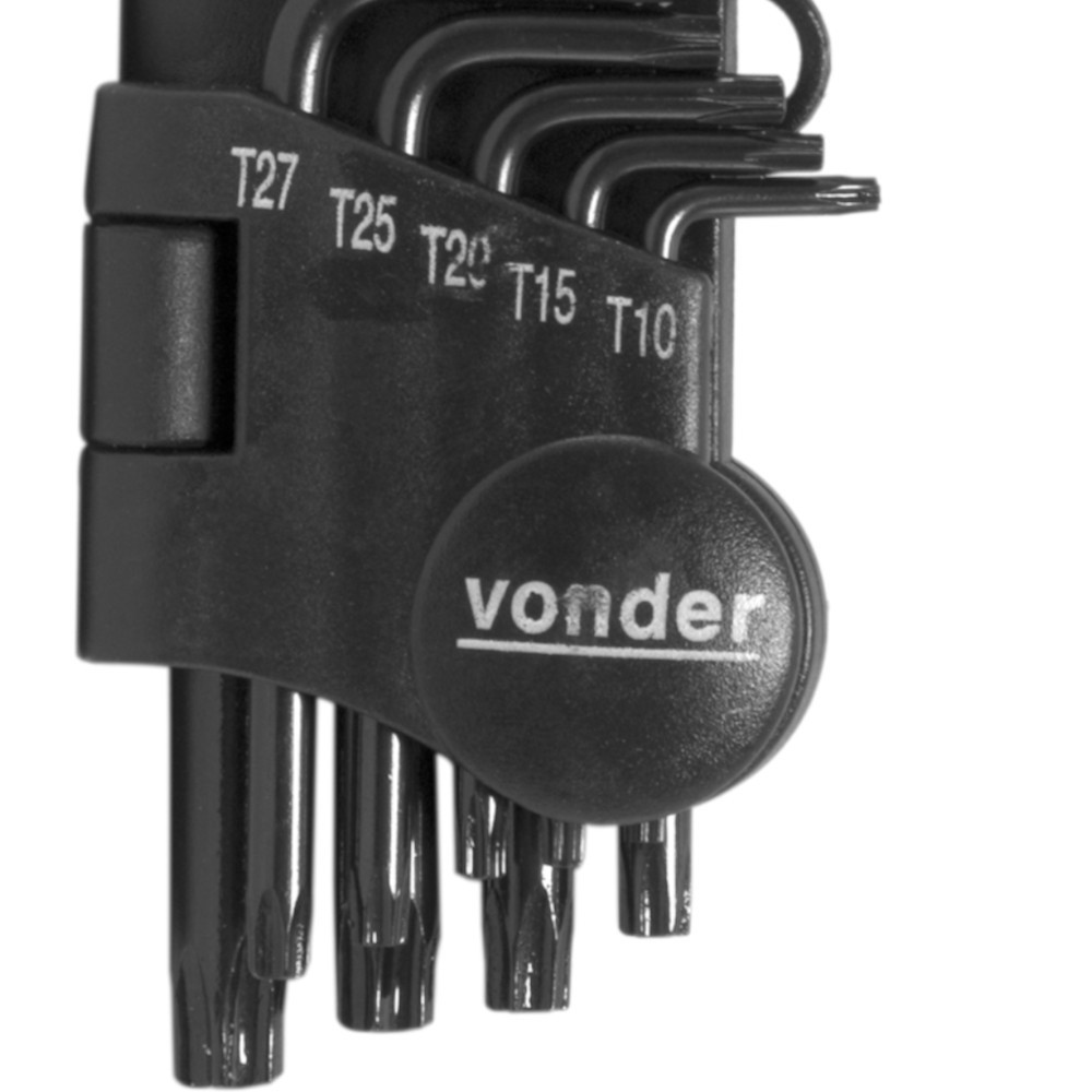 Detalhes do Jogo de chave hexalobular t-10 a t-50 aço cromo vanádio com 9 peças - Vonder