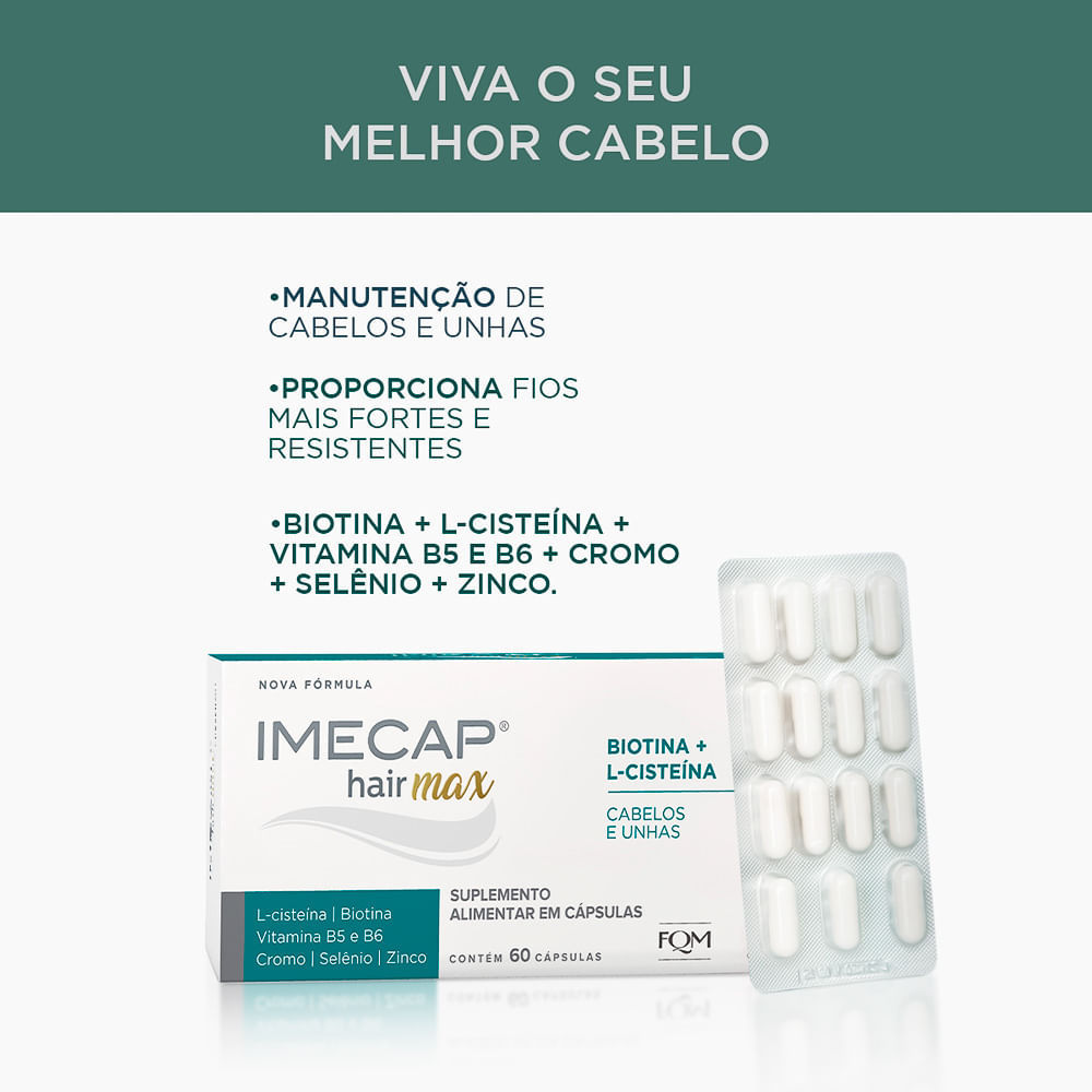 Detalhes do Imecap Hair Max Leve 90 e Pague 60 Cápsulas