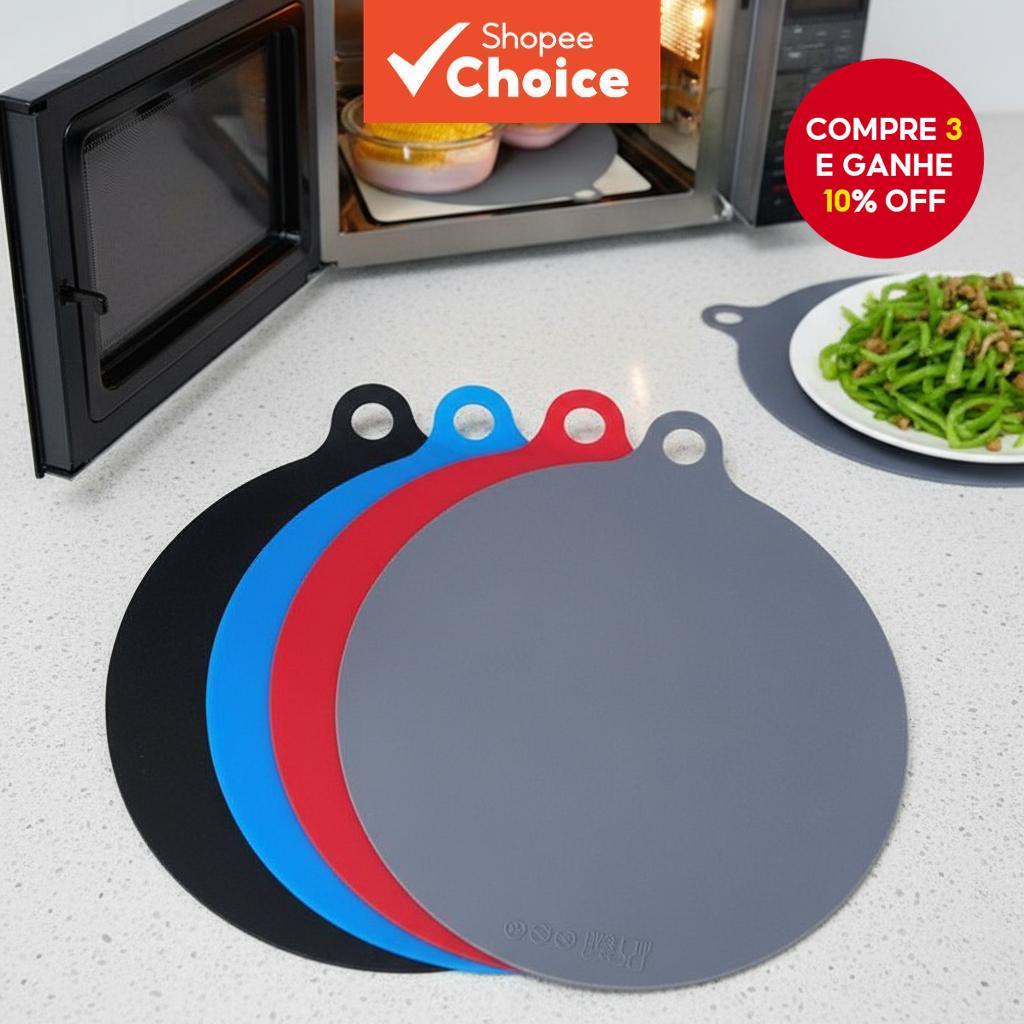 Tapete de Silicone para Aquecimento 22cm Micro-ondas, Eletromagnético, Fritadeira com Furo para Pendurar