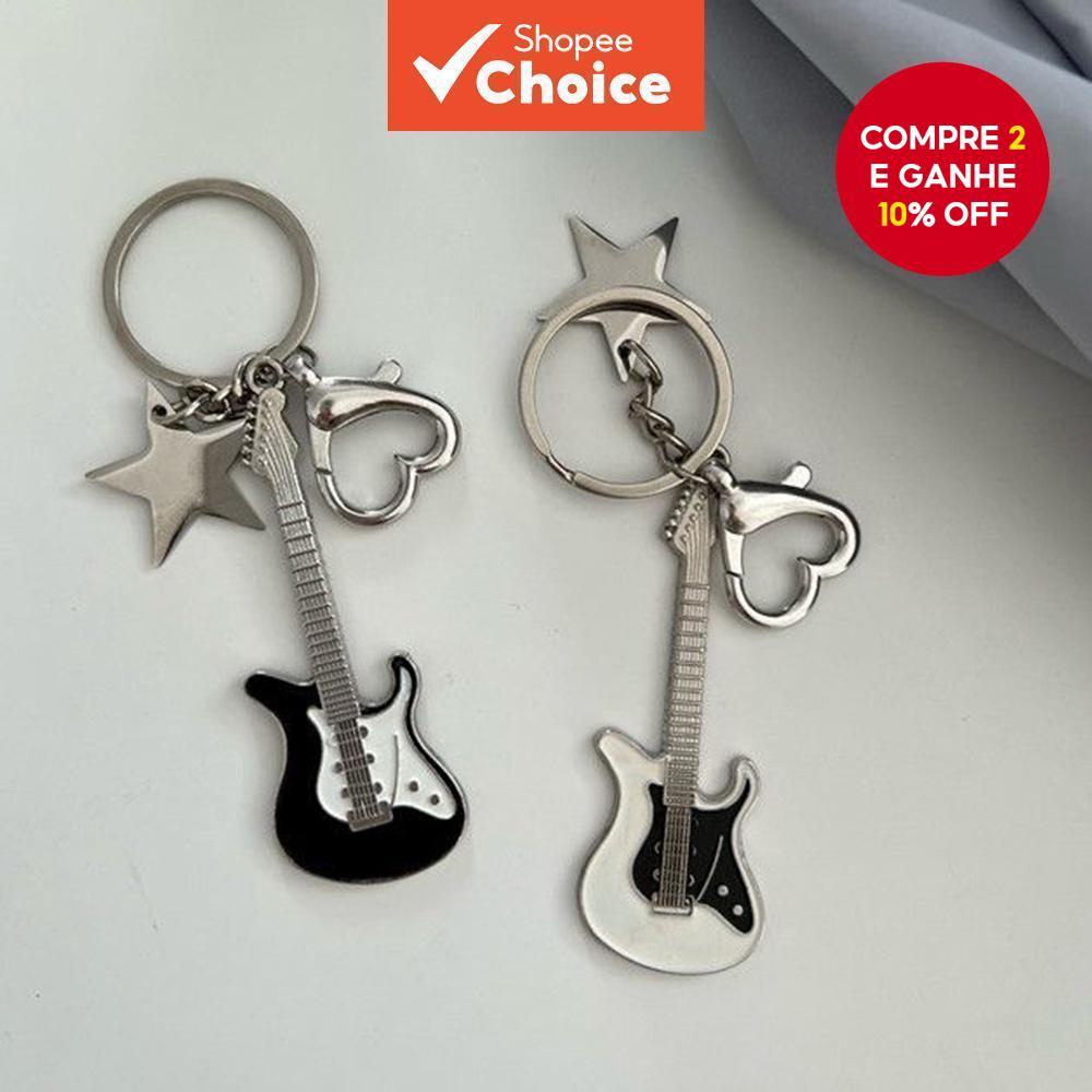 Chaveiro Com Pingente De Guitarra E Estrela Y2K Era-Acessório Fofo Legal Para Casais , Enfeite De Bolsa Do Milênio em Oferta na Shopee