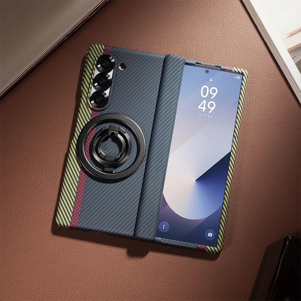 Capa De Suporte De Anel Magnético De Fibra De Carbono Para Samsung Galaxy Z Fold