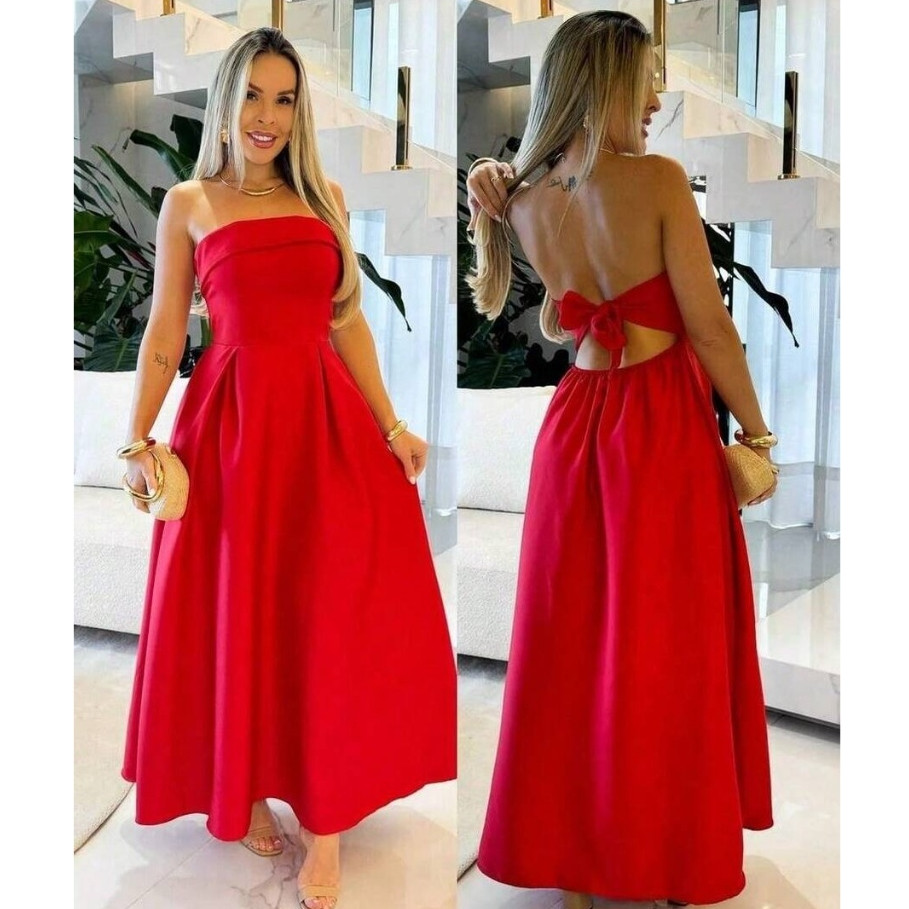 Vestido Feminino Tomara que Caia Alfaiataria com Bojo Drapeado