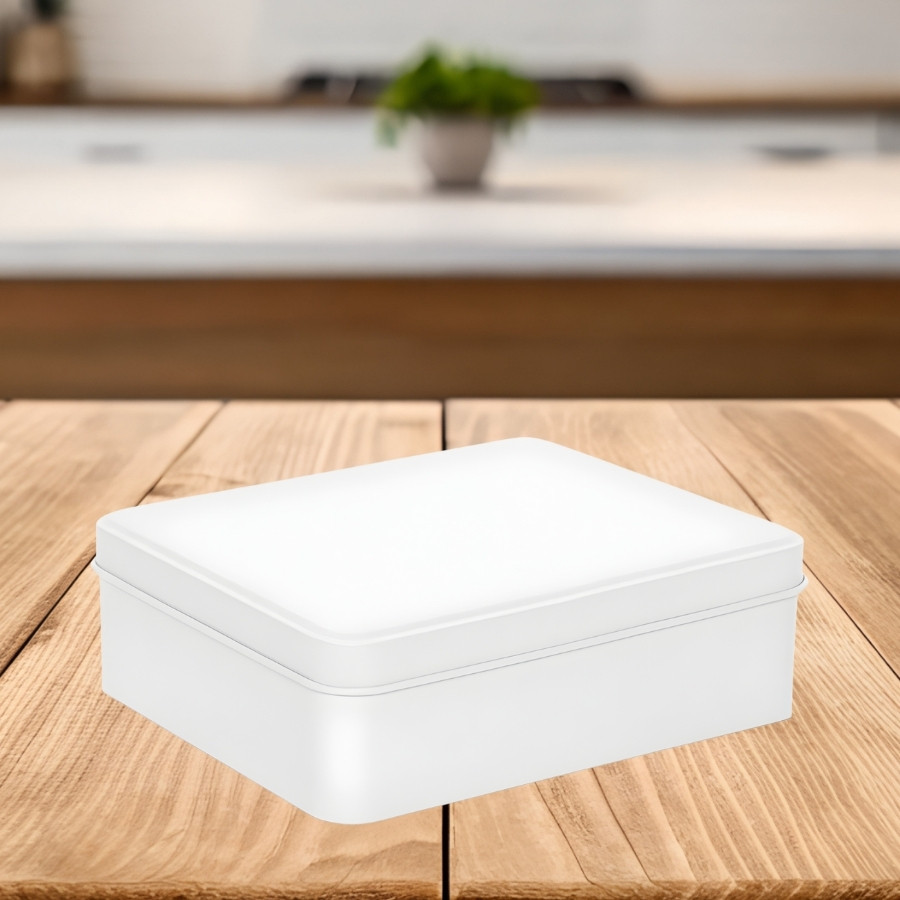 Lata de Metal Retangular - Branca - 14x10x4,5cm - 1 unidade - Rizzo
