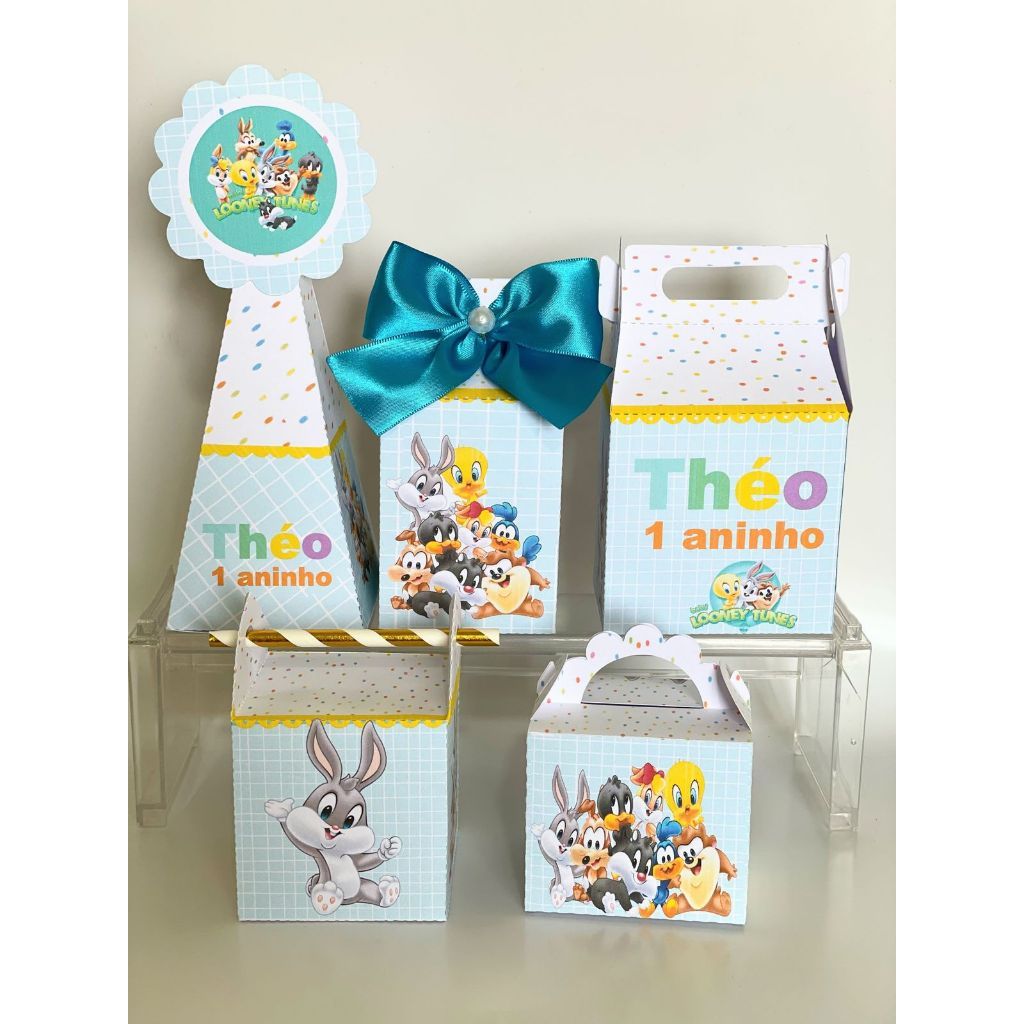 KIT FESTA  looney tunes Personalizado  pegue e Monte Lembrancinhas - Aniversário - Caixinha Personalizadas - papelaria p