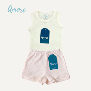 Conjunto Body Regata Amore Bege e Short Bolinha 100% Algodão em Oferta na Shopee