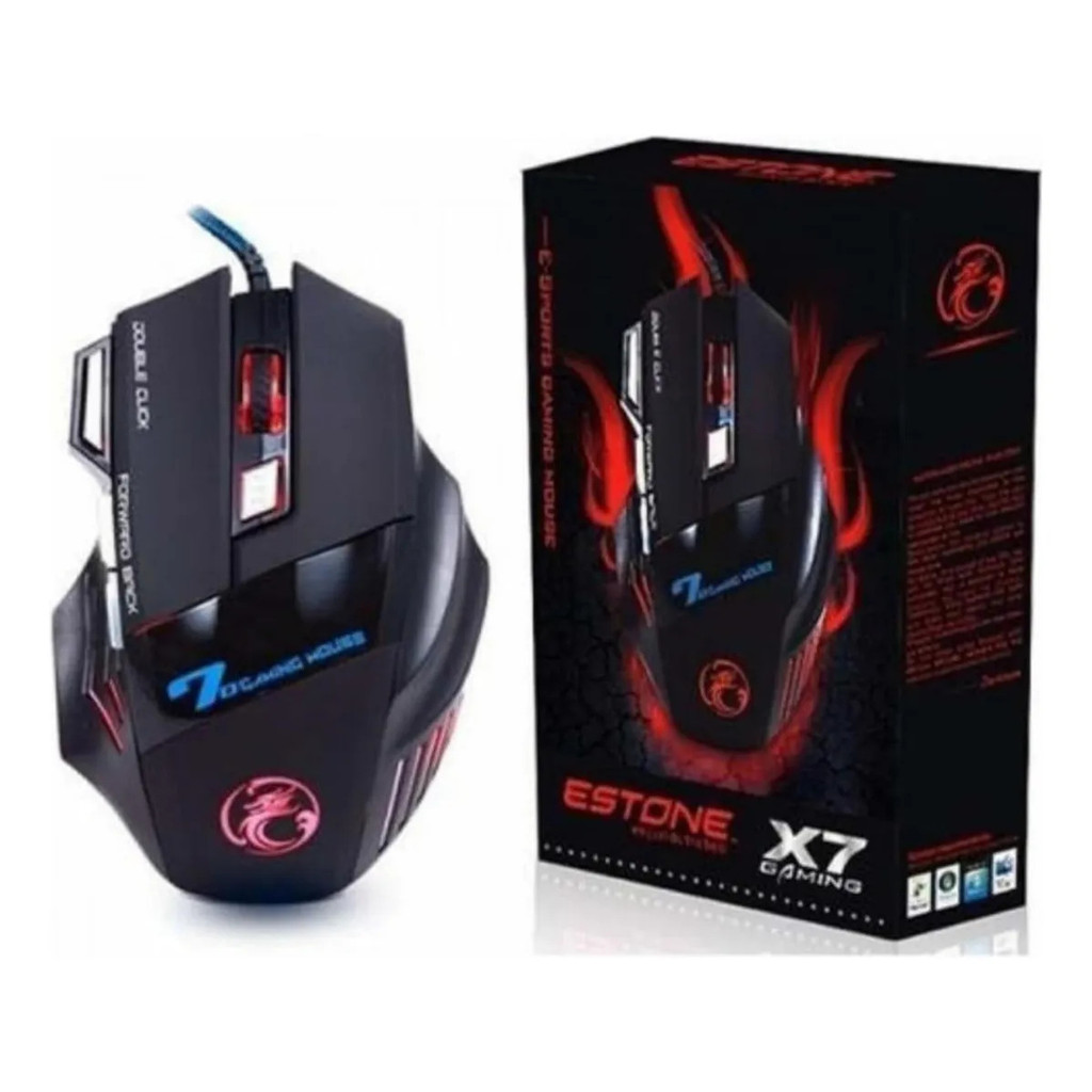 Mouse Gamer X7 Com Fio 7 Botões Programáveis Usb Led Rgb Alta Qualidade Design Ergonômico