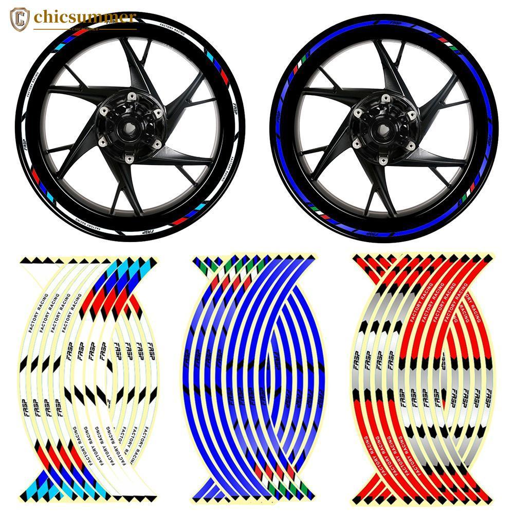 CHICSUMMER 16 Pçs Adesivo De Roda De Motocicleta Fita Reflexiva Aro De Moto De Carro Acessório De 17 " 18 " A6D1