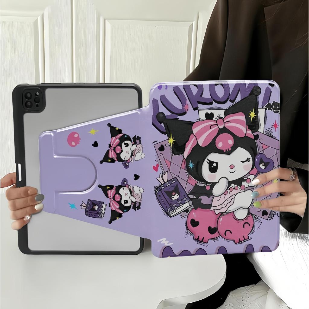 Capa Kuromi Giratória 360 Para Samsung Galaxy Tab S7 S8 S9 FE S10 11.0'10.9 SM-X520 X526B X510 X516B X710 X716B X700 X70