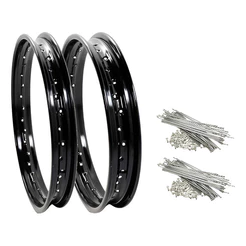 Par Folha Aro Aço Preto Honda Pop 100 Honda Pop 110 + Par Jogo Raio Cromado 4mm