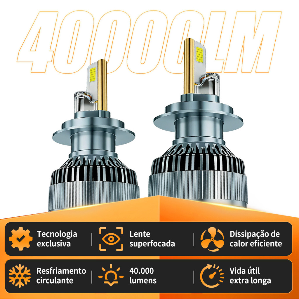 40000LM Lâmpada LED M70 300W 6000K Alto Brilho Kit Par para Carro Compatível H1/H3/H4/H7/H11/9005/9006 Frete Grátis