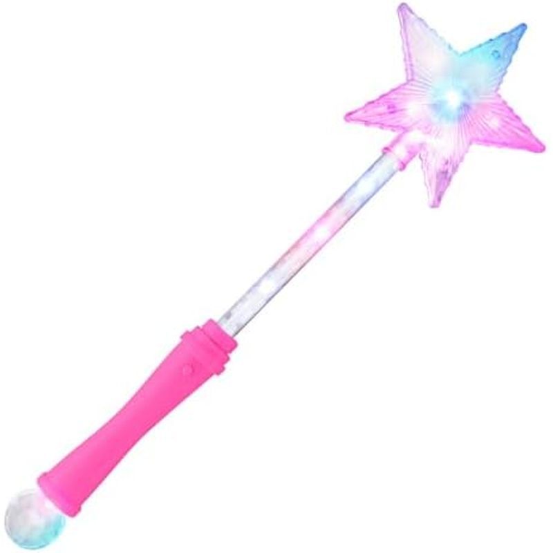 Varinha mágica brilhante LED rosa Superstar Princess com luz piscante, adequada para crianças.