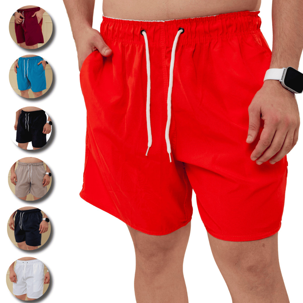 Short Bermuda Tactel Masculino Com Elastano Reforçado Para Treino, Academia, Praia e Casual 3 Bolso
