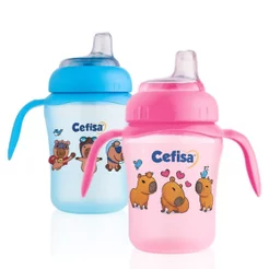 Copo Para Bebê Anti Vazamento 240ml Bico Silicone Mundo Macio Cefisa Capivara