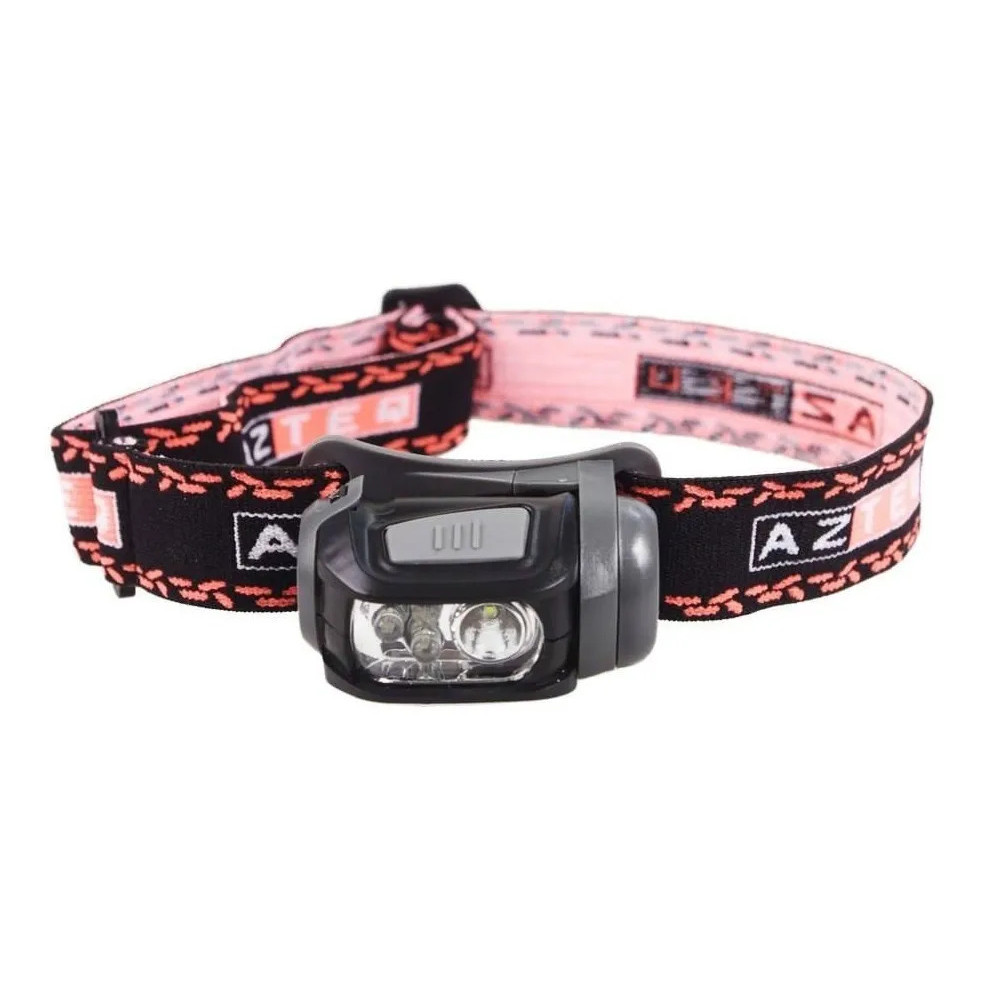 Lanterna de Cabeça Azteq Mistik 140 Lumens LED Camping Trilha Pesca 3 Modos Leve Ajustável Com LED Vermelho