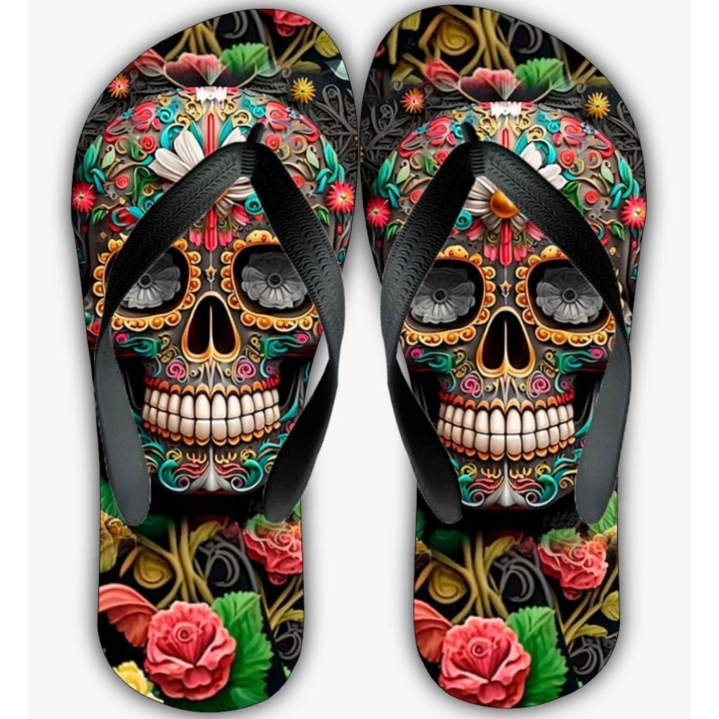 Chinelo Infantil e Adulto Caveira Mexicana Exclusivo Lançamento
