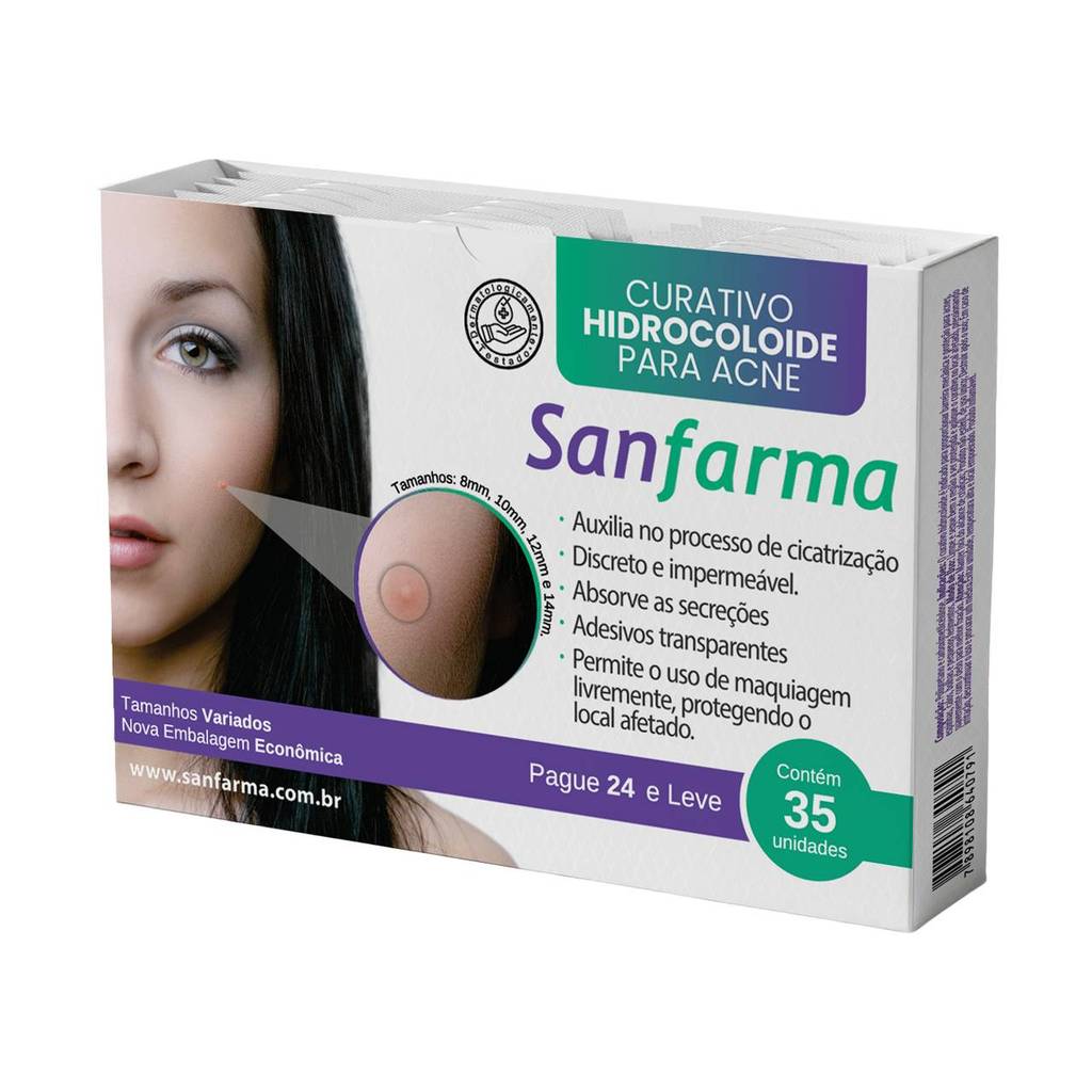 Curativo Hidrocoloide para Acne Anti Espinha Secativo Sanfarma 24 Un Transparente