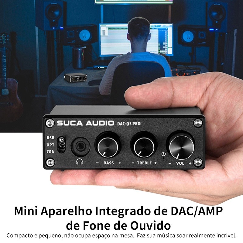 Decodificador Áudio DAC USB Amplificador para Fone e Caixa de Som