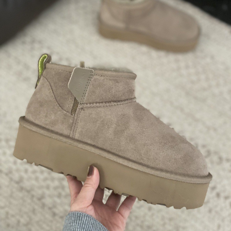 Novo modelo de Henan: Botas de inverno femininas em couro genuíno, reforçadas, forradas com algodão quente, com zíper e