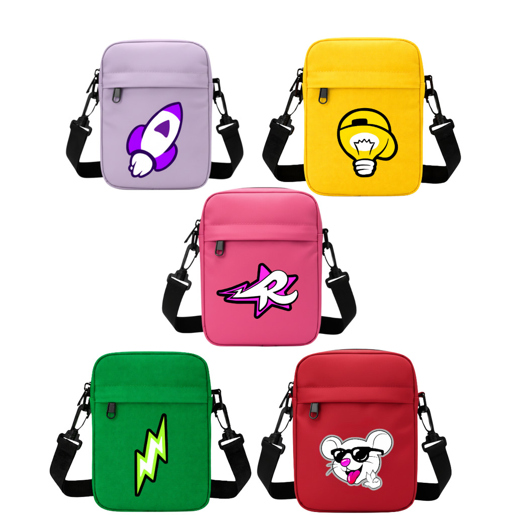 Bolsa Dos Rosa Turma Todos os Elementos Transversal Bag Várias Cores Emilly Vick Katlen Robson Void Leozinho