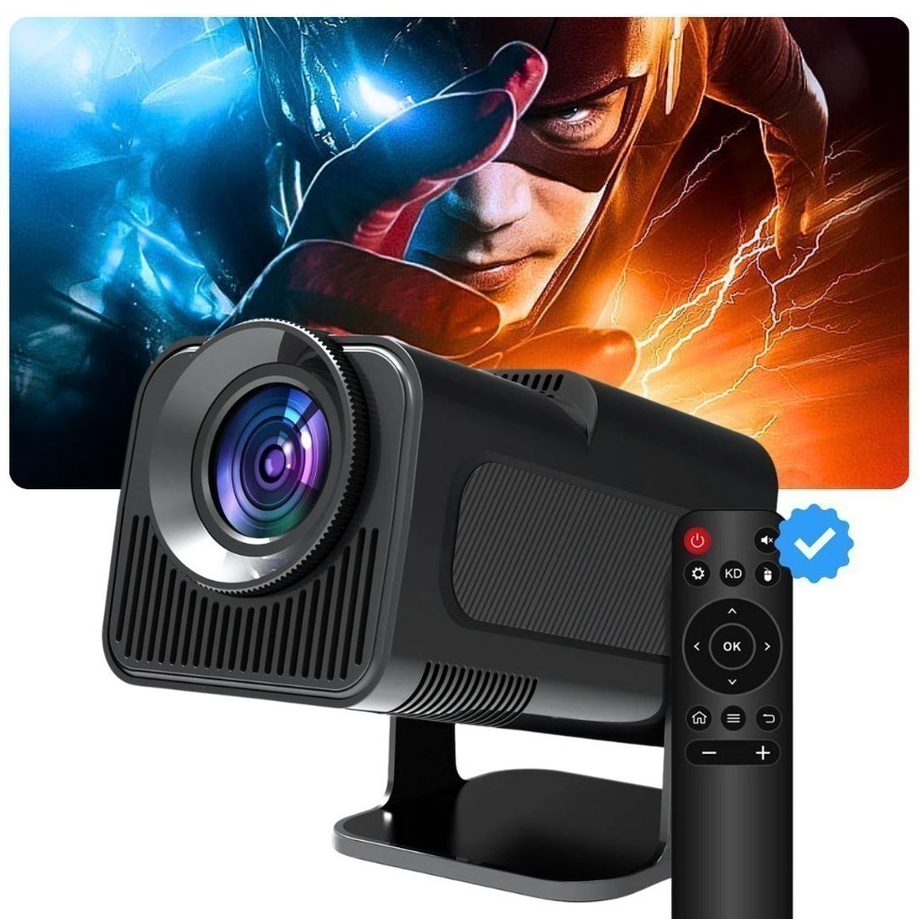 Projetor hy320 4k android 11 wifi 5g portátil com brilho 10000 lúmens projeção até 150 polegadas leve e prático
