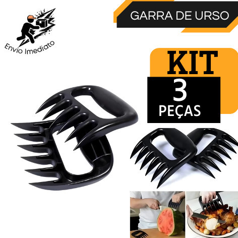 Kit 3 Garra de Urso para Churrasco Desfiador de Carne Profissional em Plástico Resistente