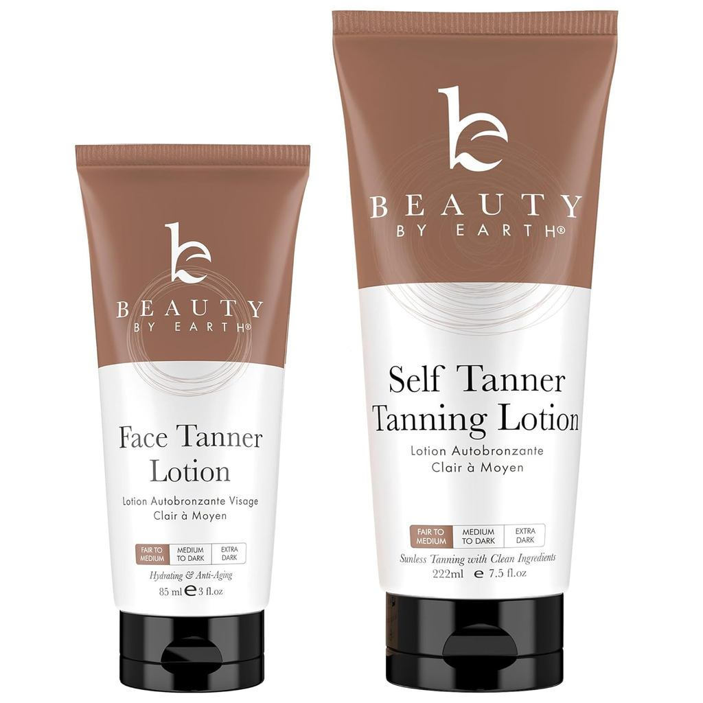 Autobronzeador para Rosto e Corpo - Com Aloe Vera Orgânica e Manteiga de Karité, Loção Bronzeadora Sem Sol, Bronzeador G
