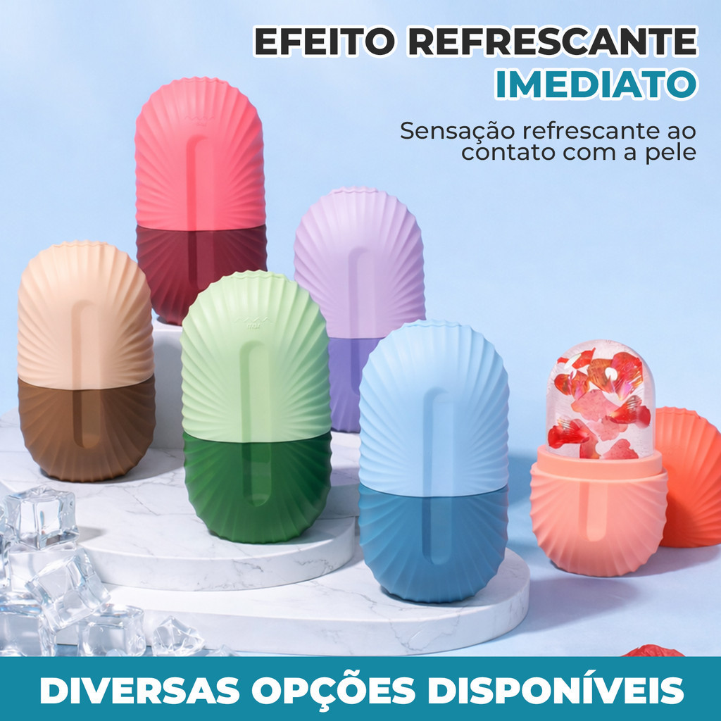 Massageador de Gelo Facial em Silicone Ice Roller Para Skincare Alívio Facial e Olheiras