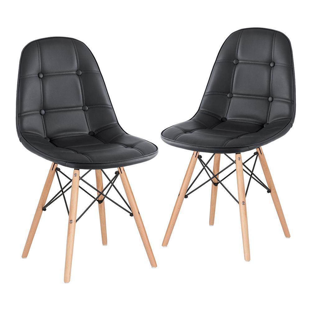 Kit 2 Cadeiras Laráz Eames Eiffel Botonê Estofada  - Preto