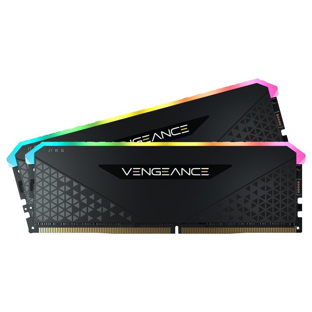 Memória Corsair Vengeance RGB RS, 32GB (2x 16GB), 3200MT/s, DDR4, C16, Preto - CMG32GX4M2E3200C16