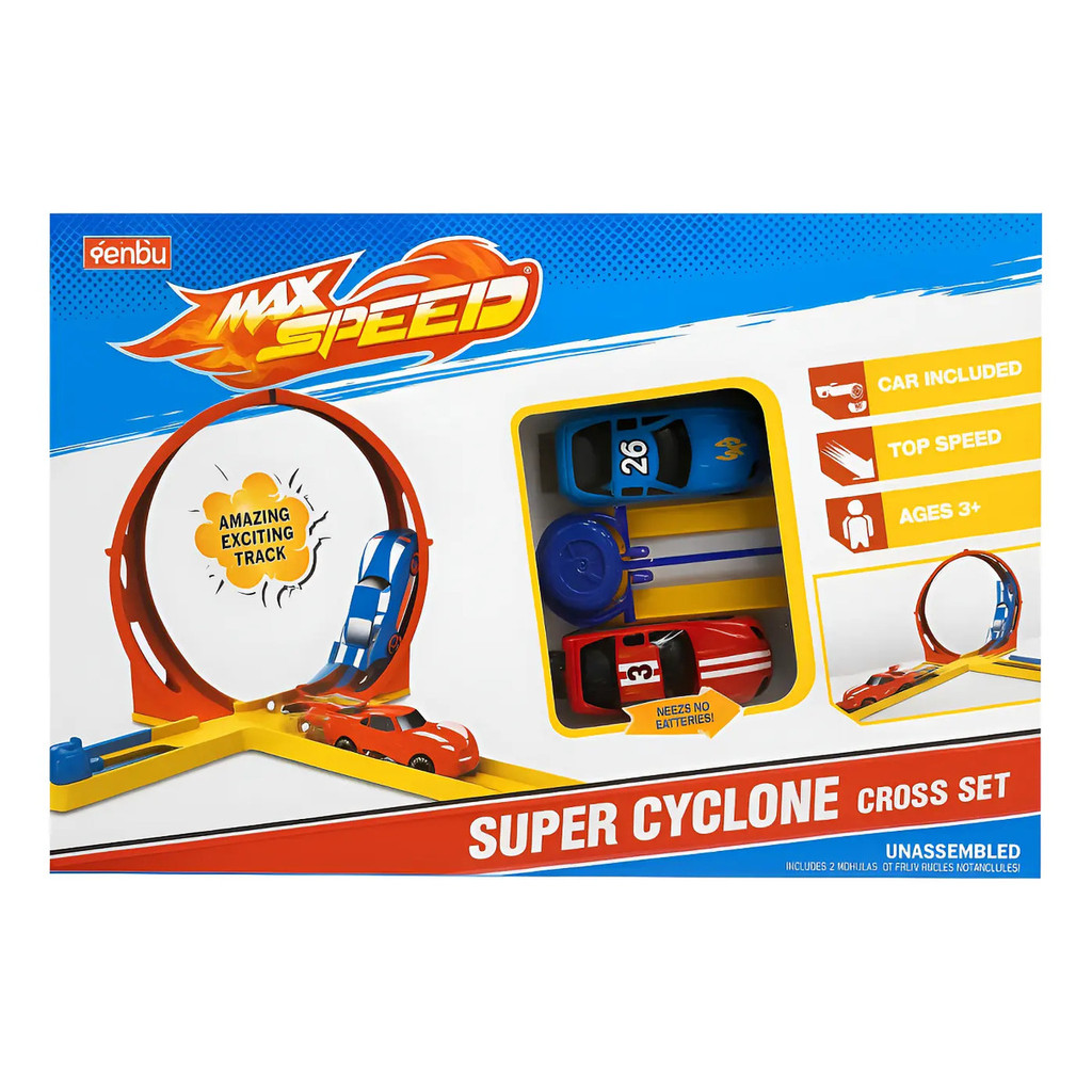 Pista Carrinho Looping Super Cyclone Max Speed 2 Carros Azul