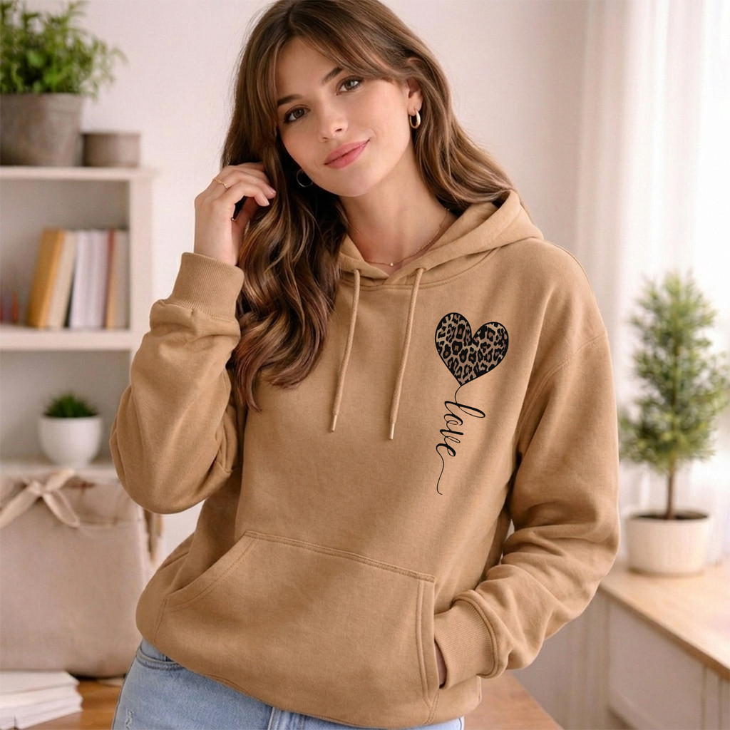 Blusa de Frio Moletom Feminino Love Coração Flanelado Quentinho Macio Confortável Estilo Urbano