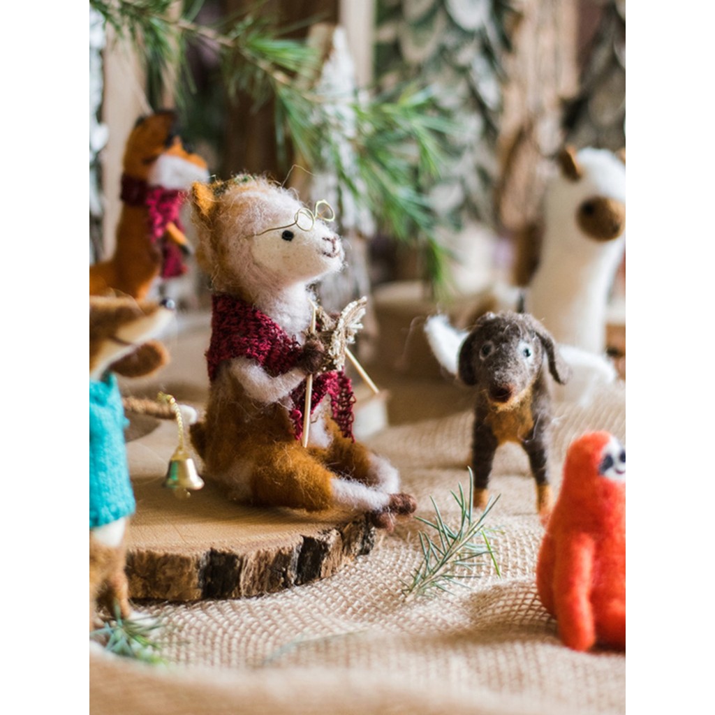Juhan artesanato arte lã feltro boneca floresta Animal boneca presente grade fixa animação imagem ornamentos
