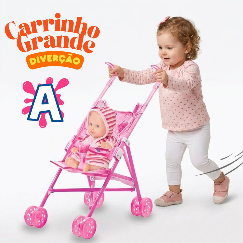 Carrinho De Boneca Bebe Reborn Brinquedo Infantil Passeio grande