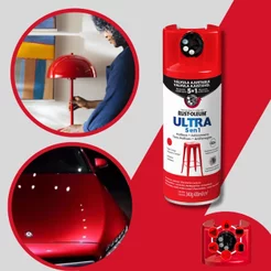Rust Oleum Tinta Spray para Superfícies de Metal e Madeira Ultra 5 em 1 Vermelho Cereja Brilhante 340g