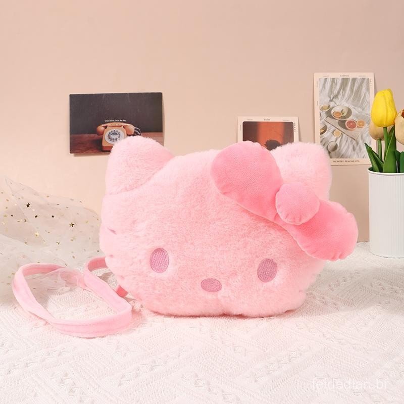 [largeloohg] Kawaii Hello Kitty Bolsa Crossbody De Pelúcia Bonito Dos Desenhos Animados KT Gato Bolsas De Ombro Macio Fe