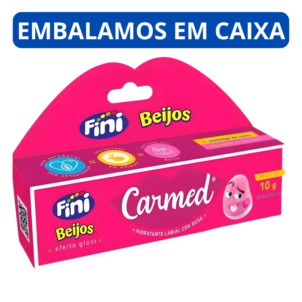 Carmed Hidratante Labial Fini Beijos Com Cor - Edição Ilimitada, Bisnaga 10g, Cheirinho de Fini